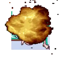 a pixel art drawing of a person with a huge explosion coming out of their head