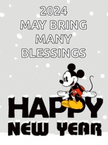 Happy New Year Snowing GIF - Happy New Year Snowing Mickey Mouse GIFs