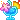 a pixel art drawing of a bottle of perfume with a rainbow of colors .