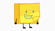 a cartoon drawing of a yellow sticky note with a face and legs