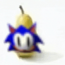 a blurred image of sonic the hedgehog with a banana on top of it