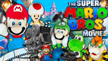 a poster for the super mario bros movie shows mario luigi yoshi and bowser