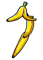 a cartoon drawing of a banana that is peeled in half