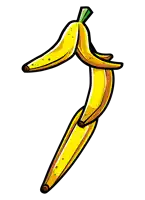 a cartoon drawing of a banana that is peeled in half