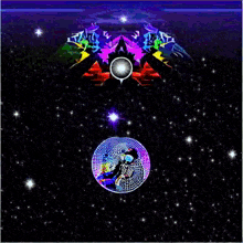 a colorful circle with a rainbow and a circle in the center