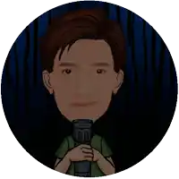 a man in a green shirt is holding a flashlight