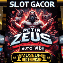 a poster that says slot gacor petir zeus