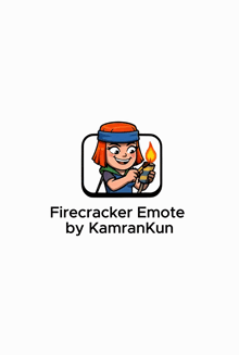 a cartoon of a girl holding a firecracker with the words firecracker emote by kamrankun on the bottom .