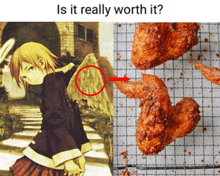 a picture of an angel next to a picture of chicken wings