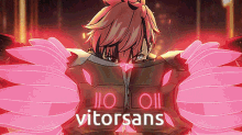 a video game character with pink wings and vitorsans written on the bottom