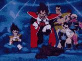 a group of cartoon characters are standing in a cave including vegeta