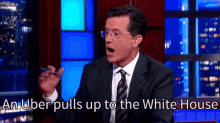 An Uber Uber Pulls Up To The White House GIF - Stephen Colbert An Uber Pulls Up To The White House Uber GIFs