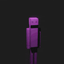 a glow in the dark minecraft character is standing with his arms outstretched