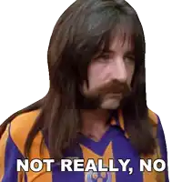 a man with long hair and a beard is wearing a purple shirt that says not really no