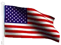 an american flag is waving in the wind on a white pole