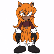 a cartoon drawing of a fox with long hair