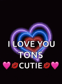 a colorful heart with the words i love you tons cutie