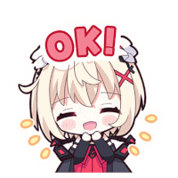 a cartoon girl with a speech bubble that says ok on it