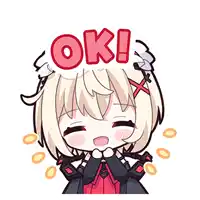 a cartoon girl with a speech bubble that says ok on it