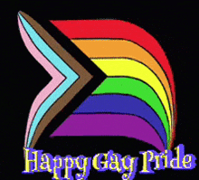 a black background with a rainbow and the words happy gay pride below it
