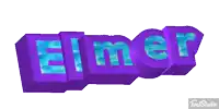 a 3d rendering of the name elmer in purple and blue