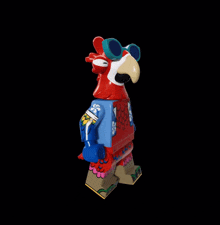 a lego parrot wearing sunglasses and a jacket