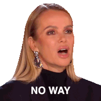 a woman with a surprised look on her face has the word no way on her face