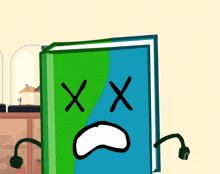 a cartoon drawing of a book with a sad face and 9th b on the bottom right
