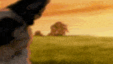 a blurry picture of a person standing in a field