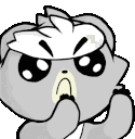 a cartoon bear with a bandana on his head is covering his mouth with his hand .