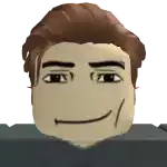 a close up of a roblox character 's face with brown hair