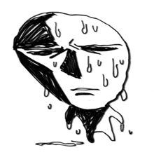 a black and white drawing of a person 's face