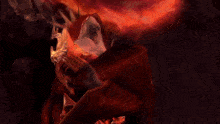 a red cape with a dragon on the front