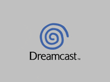 a black and white logo for dreamcast with a spiral