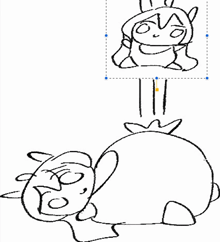 a black and white drawing of a person standing on top of another person laying on the ground