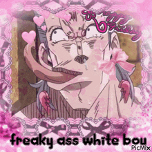 a picture of a man with his tongue sticking out and the words freaky ass white boy