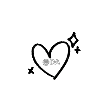 a black and white drawing of a heart with a diamond in the middle on a white background .