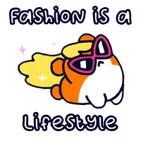 an illustration of a hamster wearing sunglasses with the words fashion is a lifestyle below it