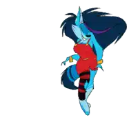 a cartoon character is doing a handstand on another character