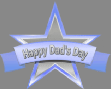 a blue star with a blue ribbon that says happy dad 's day on it