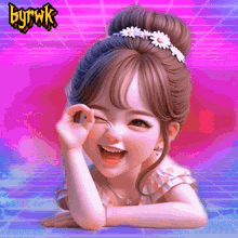 a picture of a girl with the word byrwk on the top