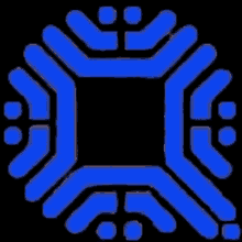 a man wearing glasses is sitting in front of a blue circle .