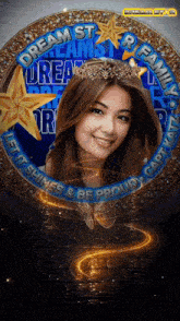 a picture of a woman with a crown and the words dream st dream orea let it shines be proud