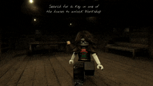 a screenshot of a video game that says search for a key in one of the houses to unlock workshop on it
