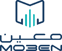 a logo for a company called moben with a blue and green logo