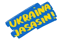 a blue and yellow sign that says " ukraina jasasin "