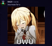 a picture of a girl with a caption that says uwu