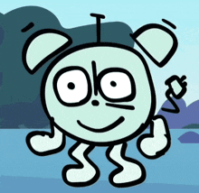 a drawing of a cartoon character with a face and a smiley face