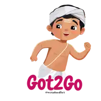 a cartoon drawing of a shirtless man with the word got2go below him