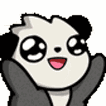 cute panda cutie waving happy